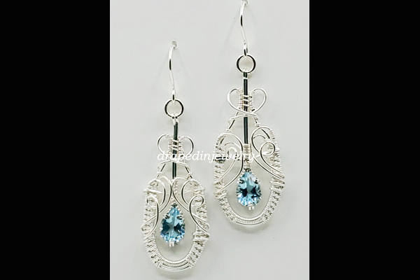 Nancy VanTassell, Blue topaz in sterling and fine silver earrings, Sea Grape Gallery