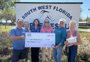 SWFL horse rescue donation check, Sea Grape Gallery